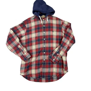 Polo by Ralph Lauren Mens XL Flannel Hoodie Long Sleeve Plaid Button Down Shirt - Picture 1 of 11