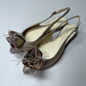 Jessica Simpson Mujer Champagne Evito 2 Adornado Cordón Ballet Plano 7.5M - Imagen 1 de 9