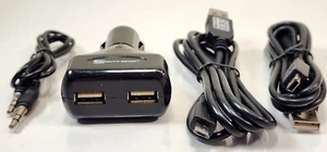 Car Charger Bundle 2 USB Lighter Port Cable Cords 12V High Speed Aux Cable 3.5mm - Picture 1 of 5