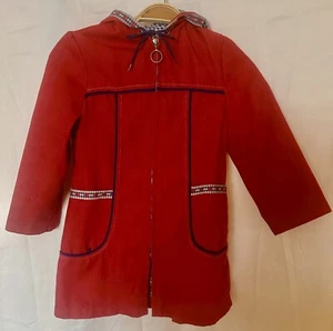 Vintage Sears Kleinkind Mädchen rot blau weiß Gingham Futter Mantel Jacke 6 - Bild 1 von 6