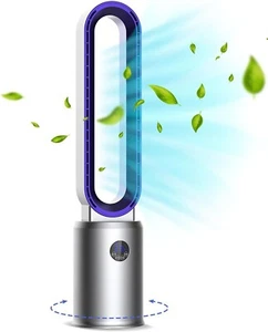 2 in1 Bladeless Tower Fan, Electric Floor Fan with Negative Ion Purification, 2 - Picture 1 of 6