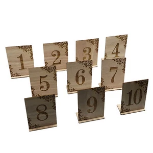 1-10 Wooden Table Numbers Rustic Wood Wedding Table Numbers for Table Decoration - Picture 1 of 12
