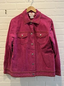 Vtg Quacker Factory Suede & Sequence Women’s Jacket Size Med Fully Lined Fushsia - Picture 1 of 7
