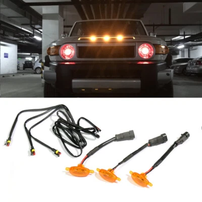 Fit For Toyota FJ Cruiser 07-14 3pcs LED Amber Grille Mark light~ - image 1 of 4