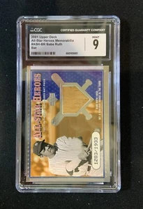2001 UD All-Star Heroes Memorabilia #ASHBR Babe Ruth Yankees Bat NM-MT CGC 9.0 - Picture 1 of 3