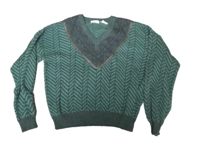 VINTAGE Puritan Pullover V Neck Sweater, Green, XL, Acrylic, Dad Sweater - Image 1 of 4