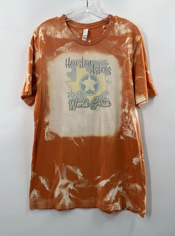 Houston Astro’s Women’s Short Sleeve Tee Orange Tie Dye Bella Canvas Size Large Cover