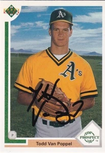 Todd Van Poppel 1991 Upper Deck SIGNED RARE CARD AUTOGRAPHED Oakland Athletics - Picture 1 of 1