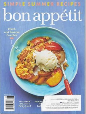 Bon Appetit Magazine Aug 2020 Recipes Cooking Peach & sesame Crumble Lamb Pasta - Image 1 of 2