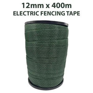 ELECTRIC FENCE TAPE 12mm x 400 Metre Roll Green Poly Fencing Horse Paddock - Picture 1 of 2