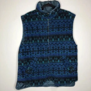 Pacific Trail Outdoor Wear Mens Large Green Blue Full Zip Reversible Fleece Vest - Picture 1 of 10