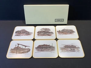 Coasters By Brand Jason - Australian Outback - Olde Pubs - Set of 6 Boxed - Picture 1 of 12