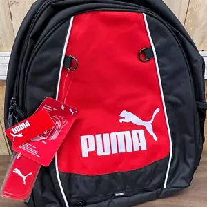 NEW Puma Red and Black White Puma Logo Backpack w/ Side Knit Mesh Pocket Unisex - Picture 1 of 7