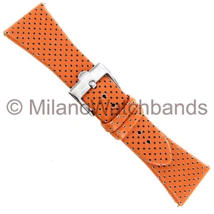 26mm Glam Rock Orange W/ Black Holes Genuine Calf Leather Watch Band EZ PINS - Picture 1 of 5