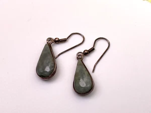 Vintage Sterling Silver 925 Earrings Drop Dangle Grey Stones 4.51g - Picture 1 of 5