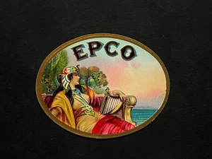Vintage box label tobacco cigar EPCO Lady sitting by the sea queen original #471 - Picture 1 of 3