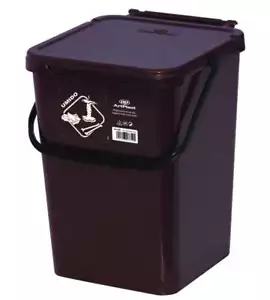 Pattumiera raccolta differenziata umido secchio bidone coperchio 10 lt marrone - Foto 1 di 1