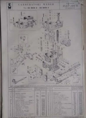 Weber carburatori 34 DCS 2/3 per Fiat 1600 S istruzioni originale - Immagine 1 di 2