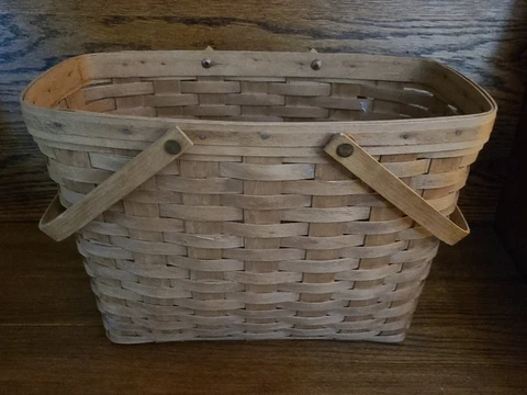 1987 Longaberger Magazine Basket  w/ 2 Swing Handles Cover