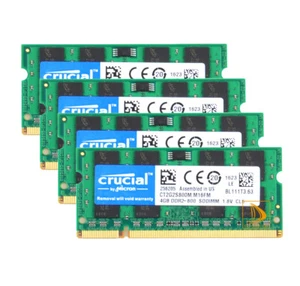 Crucial 4X 4GB 2RX8 DDR2-800MHz PC2-6400 Non-Ecc Memory RAM SO-DIMM Laptop - Picture 1 of 8