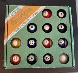 Vintage American Billards Pool Balls With Box ~ Made in USA! - Picture 1 of 3