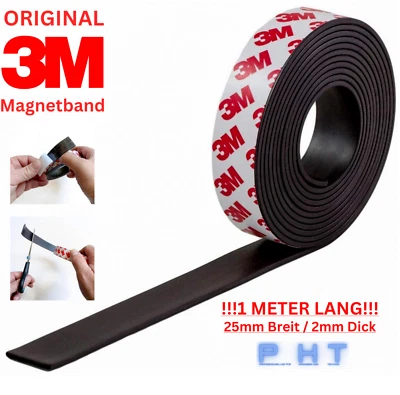 Magnetband 1,0 Meter Rolle - einseitig selbstklebend mit 3M Qualitätsklebeband - Bild 1 von 3