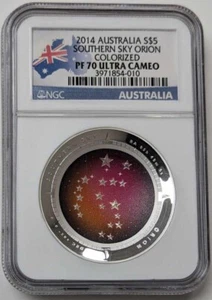 2014 Australia Southern Sky Orion 1oz Colorized Silver Dome Coin NGC PF 70 UCAM - Picture 1 of 4