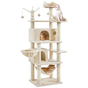 67” H Cat Tower w/Scratching Posts, Multi-Level Cat Cond Cat Climbing Tree,Beige - Picture 1 of 5