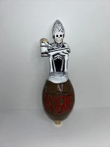 Rogue zombie Dead BISHOP Guy Ale Beer Tap Handle Skeleton Sitting On A Barrel - Picture 1 of 5