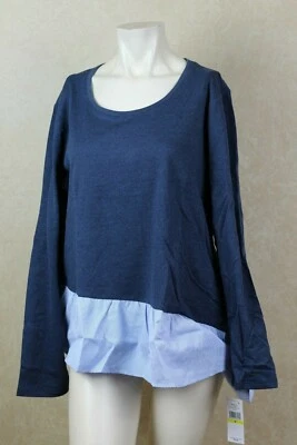 Top John Paul Richard Asimétrico Asimétrico En Capas Azul Rayas Talla L Nuevo con Etiquetas _ B4C3 Foto 1 de 4