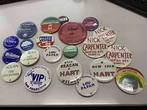Lot of 21 Vintage Political Pinback Buttons Hart Jesse Jackson Brown Freeze RARE - Picture 1 of 6