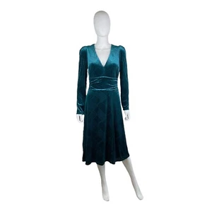 Ali & Jay Women's Teal Velvet Long Sleeve I'M NOMINATED Midi Dress Large A34 - Picture 1 of 5