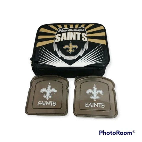 New Orleans Saints Insulated Lunch Bag AND 2 Sandwich Containers Licensed Cover