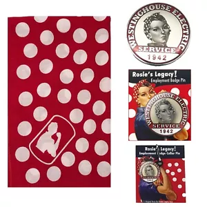 Rosie the Riveter Pin Gift Collection/Button + Magnet + Zipper Pull + Bandana - Picture 1 of 9