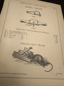 Original Newhouse Trap Ad from 1883 Strong, Hackett & Co. Catalog - Picture 1 of 8