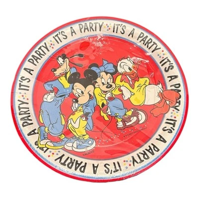 "Platos de papel Disney Beach It's A Party vintage años 90 Mickey Minnie Mouse 9"" (8)" Foto 1 de 4