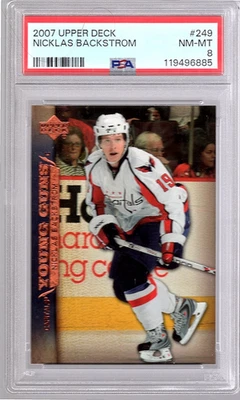 NICKLAS BACKSTROM 2007-08 Upper Deck Young Guns #249 ROOKIE PSA 8 Washington RC - Image 1 of 2