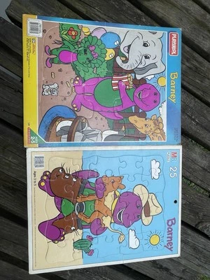 Playskool Barney Baby Bop 2 Tray Puzzles 1993 Barney Puzzle Vintage 5292 - Image 1 of 4