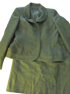 ¿Vintage? Falda Traje Chaqueta Albert Nipon 2 piezas Para Mujer Lana Seda Verde Frente a Presión Foto 1 de 4