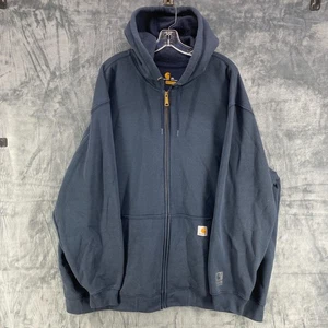 Carhartt Hoodie Jacket Mens Sz 4XL Full Zip Rain Defender Workwear Navy Blue - Picture 1 of 12