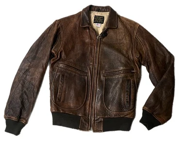 Chaqueta De Colección Marina de los Estados Unidos G-2 Auténtica Avirex "Chaqueta de Vuelo de Cuero Antigua" Foto 1 de 4