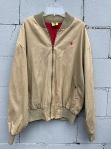 Vtg Duck Head Harrington Bomber Jacket Made in USA Tan Cotton Size L Red Lining - Picture 1 of 6