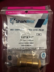 Acoplamiento recto SharkBite U008LFA 1/2"x1/2" nuevo en paquete 697285465626 envío rápido - Imagen 1 de 2