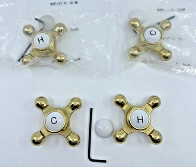 De Colección Cruz 2 Manijas de Porcelana de Latón Sólido Frío Caliente Granja Cocina Decoración Foto 1 de 4