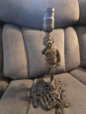 Antique Victorian Cherub Lamp Base, Bronze And Cast Iron - Image 1 of 4