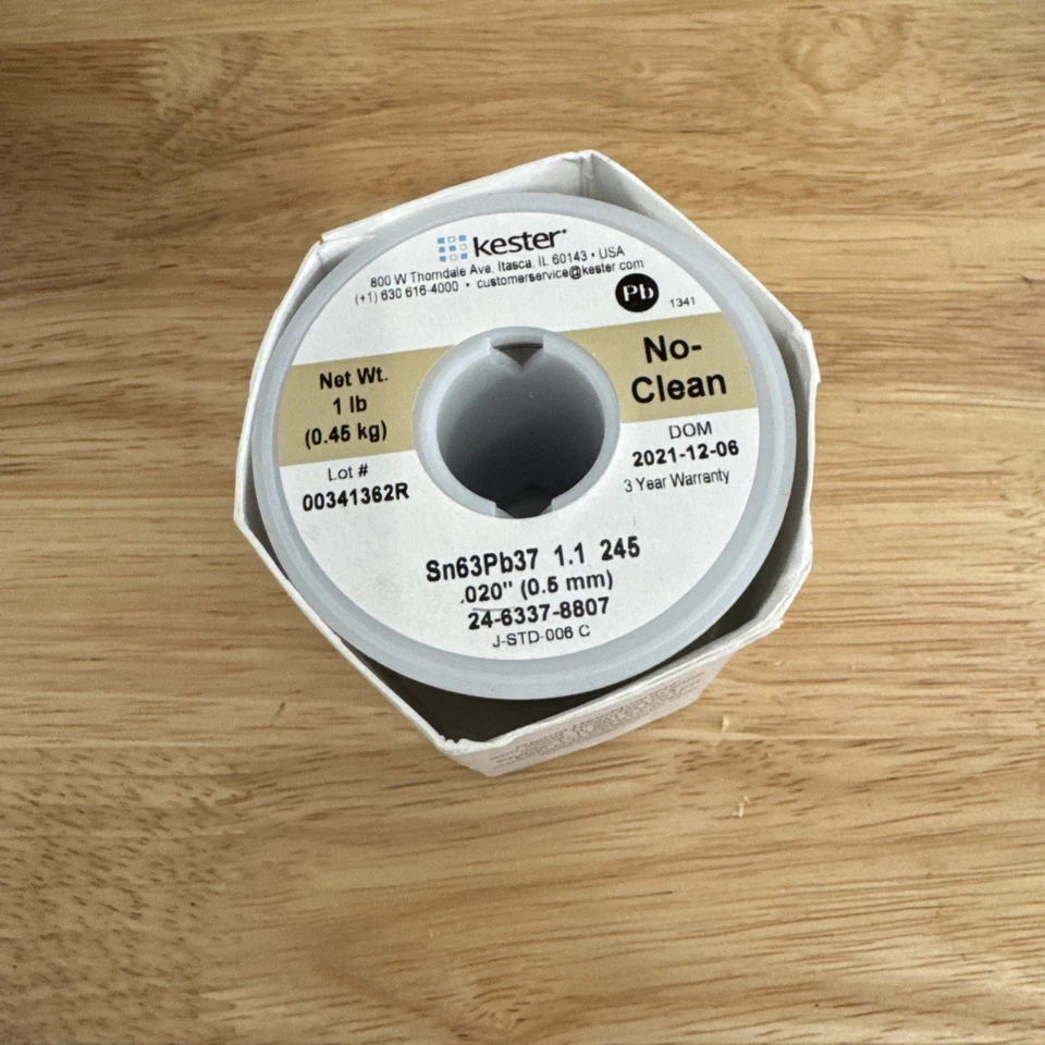 Kester 24-6337-8807 - Flux-Cored Solder Wire, No-Clean, Leaded, Sn63Pb37, 1.1%, - Изображение 1 из 3