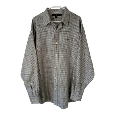 Camisa de franela gris borgoña algodón a cuadros Hong Kong Sean John talla XXL para hombre  Foto 1 de 4