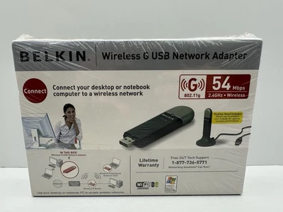 Belkin Wireless G WiFi F5D7050 Desktop & Laptop USB Network Adapter 54MB - Image 1 of 4