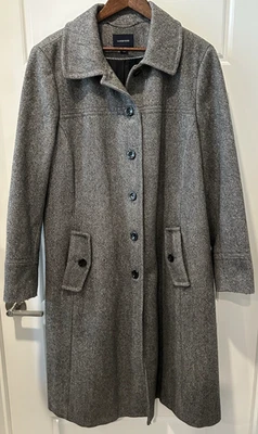 Lands' End Womens Overcoat Trench Coat 22W 2X Tweed Wool Blend Classic Career - Image 1 of 4
