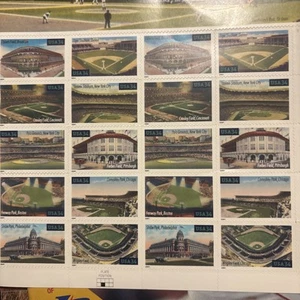 SFSTAMPS US Sc 3510-3519 BASEBALL LEGENDÄRE SPIELFELDER 20er Bogen postfrisch 2001 - Bild 1 von 2
